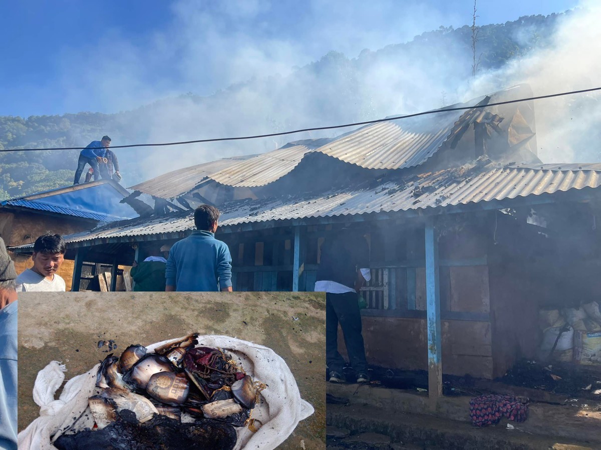 इच्छाकामनाको विप्राङ गाउँको एक घरमा आगलागी हुदाँ लाखौँको धनमाल जलेर नष्ट