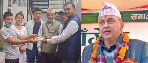 पुर्व वनमन्त्री शंकर भण्डारीद्वारा देवघाटका स्वर्गीय वडाध्यक्ष कृतिमान आलेको परिवारलाई ५० हजार सहयोग