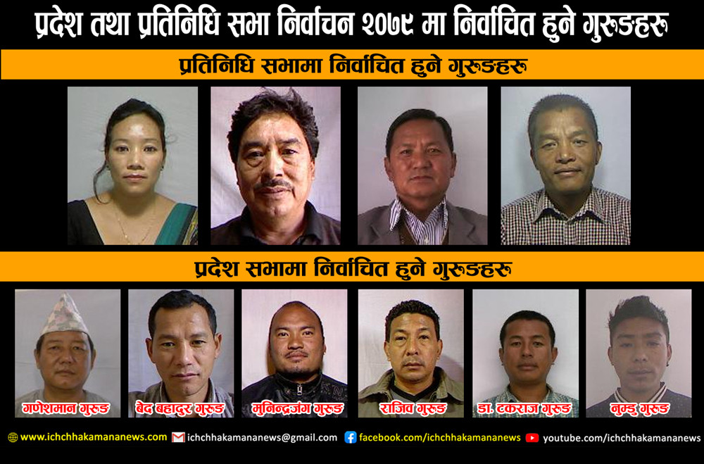 यसपटकको प्रदेश तथा प्रतिनिधि सभा निर्वाचनमा हालसम्म गुरुङ समुदायबाट संघमा ४ र प्रदेशमा ६ गरि १० जना निर्वाचित