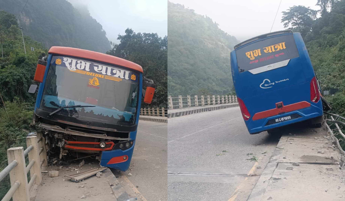 मध्यरातमा जलविरे पुलमा ठुलो दुर्घटना हुनबाट जोगियो रात्रीबस