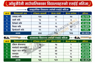 आँबुखैरेनीको सामुदायिक विद्यालयहरुको नतिजा खस्कियो, पालिकाको लगानी बालुवामा पानी 